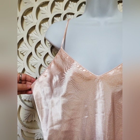 Vintage Katherine Camisole Slip Dress Sleep Top Satin Pink White Polka-d… - Picture 8 of 14